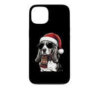 Basset Hound Chapeau de Père Noël Écharpe Lunettes de Soleil Amant Coque pour iPhone 13