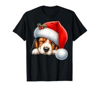 Basset Hound Chapeau de Père Noël pour Chien Maman Papa T-Shirt