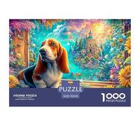 Basset Hound dans Le Paysage de Conte de fées Bubbly Puzzle De 1000 Pièces Chien de Compagnie Mignon Puzzles Classiques pour Toutes Les Âges 70x50cm/1000pcs