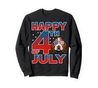 Basset Hound Dog American Flag Sunglasses Happy 4th of July Sweatshirt
