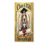 Basset Hound Dog Congrats Grad Couverture de porte extérieure 91,4 x 183 cm, bannière de diplôme de remise de diplôme pour porte d'entrée et de sortie, décoration d'intérieur de e 2026