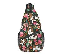 Basset Hound Dog Floral, Sac à bandoulière