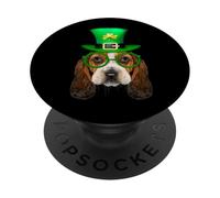 Basset Hound Dog St Patricks Day Leprechaun Lucky Shamrock PopSockets PopGrip Adhésif