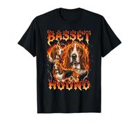 Basset Hound Flammes en métal Lourd Vintage années 80 90 T-Shirt