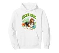 Basset Hound Groovy Floral Aquarelle Boho Basset Hound Dog Sweat à Capuche