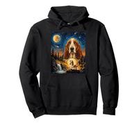 Basset Hound Howling to The Moon Chien Vintage Sweat à Capuche