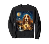 Basset Hound Howling to The Moon Chien Vintage Sweatshirt