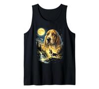 Basset Hound Howling to The Moon Meme Funny 90's Dog Lover Débardeur