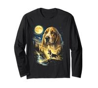 Basset Hound Howling to The Moon Meme Funny 90's Dog Lover Manche Longue