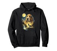 Basset Hound Howling to The Moon Meme Funny 90's Dog Lover Sweat à Capuche