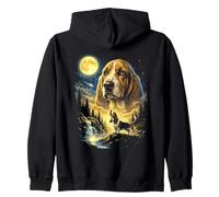 Basset Hound Howling to The Moon Meme Funny 90's Dog Lover Sweat à Capuche