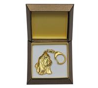Basset Hound II - Porte-clés doré avec chien dans boîte cadeau, décoration de sa