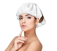 Basset Hound isolé,Bonnet de nuit en satin réglable en soie pour adulte, bonnet de nuit élastique pour femme