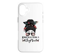 Basset Hound Kinda Busy Being A Dog Mom Funny Messy Bun Coque pour iPhone 16 Plus