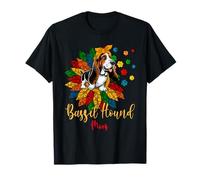 Basset Hound Mom Motif léopard coloré Motif Tournesol T-Shirt