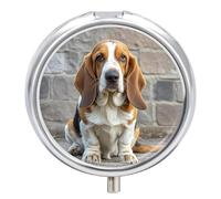 Basset Hound - Petite boîte à pilules de voyage à 3 compartiments - Portable - Design anti-mélange - Facile à récupérer - Médicaments, vitamines et compléments