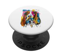 Basset Hound Pop Art Chien coloré Abstrait Street Art PopSockets PopGrip Adhésif