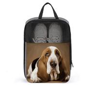 Basset Hound Sac à chaussures de voyage résistant à l'eau avec fermeture éclair, gris, taille unique, moderne, gris, Taille unique, Moderne
