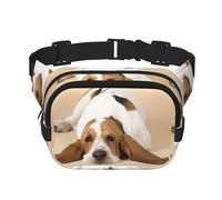 Basset Hound Sac de taille unisexe réglable carré double couche pour activités de plein air voyage course randonnée, Noir , Taille unique