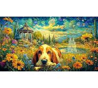 Basset Hound se reposant dans Le Jardin Puzzle 1000 pièces pour Adultes - Jeu Familial Difficile & Stimulant Activité à Domicile 38x26/1000pcs