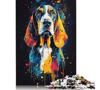 Basset Hound Watercolor Art Puzzle 1000 Pièces Educa Jouet en Bois Cadeau Unique Décoration Intérieure Jeu Éducatif Challenge Toy pour Adultes Et Enfants À Partir De 12 Ans 1000pcs (40x28cm)