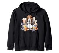 Bassett Hound Sweet Aquarelle Floral Chien Bassett Hound Sweat à Capuche