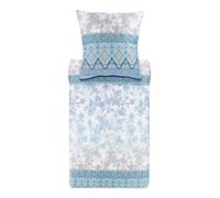 Bassetti Agrigento 9325849 Parure de lit avec 1 taie d'oreiller 100% Satin de Coton Bleu Azur C1 Dimensions 155 x 220 cm + 1 taie d'oreiller 80 x 80 cm