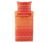 Bassetti Brenta 9327395 Parure de lit avec 1 taie d'oreiller 100% Satin de Coton Mandarine O1, Dimensions : 155 x 220 cm + 1 taie d'oreiller 80 x 80 cm