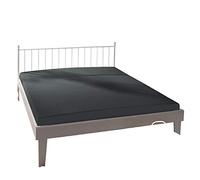 Bassetti Drap-Housse uni E1/556 Titane Coton/élasthanne, Dimensions : 180 x 200 cm, 200 x 220 cm, 9302337