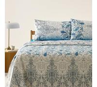 Bassetti Granfoulard Parure de lit 2 places en pur coton, drap de dessus + drap-housse avec coins maxi + 2 taies d'oreiller (Monalisa bleu ciel)