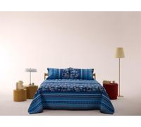 Bassetti Granfoulard Parure de lit 2 places en satin de pur coton, drap de dessus + drap-housse avec bonnets maxi + 2 taies d'oreiller (motifs de pois bleus)
