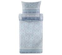 Bassetti Hanbury 9329922 Parure de lit avec 1 taie d'oreiller 100% Satin de Coton Bleu Azur C1 155 x 220 cm + 1 taie d'oreiller 80 x 80 cm