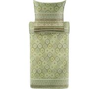 Bassetti Hanbury 9329924 Parure de lit avec 1 taie d'oreiller 100% Satin de Coton Vert Mousse V1 155 x 220 cm + 1 taie d'oreiller 80 x 80 cm