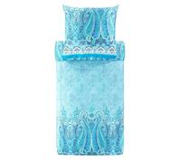 Bassetti Mergellina 9327404 Parure de lit + 1 taie d'oreiller 100% Satin de Coton Bleu océan B1 Dimensions 155 x 220 cm