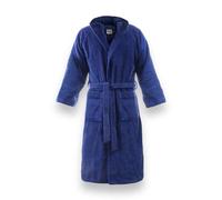 Bassetti Peignoir à capuche en coton, de nouvelles couleurs, pour homme, femme, disponible en différentes tailles et couleurs, bleu, L