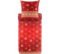 Bassetti PALLAVICINO 9329918 Parure de lit avec 1 taie d'oreiller 100% Satin de Coton Rouge R1 155 x 220 cm + 1 taie d'oreiller 80 x 80 cm