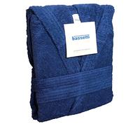 Bassetti Peignoir Avec Capuche et poche en micro-eponge de pur coton - Tailles : Unisexe M - 46 / 48 BLU - 1379