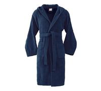 Bassetti Peignoir doux 360 g avec capuche 100% coton homme femme éponge grande taille - Italy Designed - Collection VIVIAN, Navy D8, XL