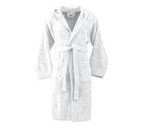 Bassetti Peignoir doux 360 g avec capuche 100% coton homme femme éponge grande taille - Italy Designed - Collection VIVIAN, BLANC 13, XL