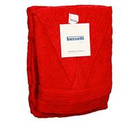 Bassetti Time - Peignoir à capuche en micro-éponge de pur coton - Tailles : S - M - L - XL - XXL - 360 g/m² - Unisexe M - 46 / 48 ROSSO - 1139