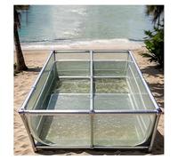 Bassin à carpes koï portable hors sol avec fenêtre transparente et vanne de vidange, aquarium pliable pour jardin en plein air, élevage de carpes koï/poissons rouges, assemblage facile (1,5 x 1,5 x
