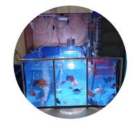 Bassin à poissons en PVC avec cadre en acier et fenêtre transparente - Grand espace pour l'élevage de carpes koï et poissons rouges - Aquarium de jardin extérieur