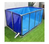 Bassin à poissons en toile avec cadre en acier - Aquarium hors sol avec fenêtre en PVC transparent, idéal pour l'élevage de carpes koï - Durable, portable, décoration de jardin extérieure
