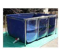 Bassin à poissons en toile avec panneau de visualisation transparent et vanne de vidange pour le stockage de l'eau, la pisciculture, la crevette, les plantes hydroponiques - Maison Jardin Aquarium