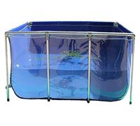 Bassin à poissons en toile, panneau de visualisation transparent et vanne de vidange, PVC avec cadre en acier pour koi, aquarium de poissons rouges