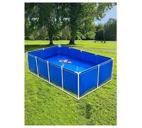 Bassin à poissons hors sol avec vanne de vidange, aquarium en toile PVC, support en acier inoxydable durable pour piscine extérieure ou fontaine de jardin