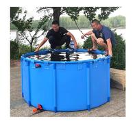 Bassin à poissons hors-sol, bassin rond épais en plastique rigide pliable pour l'élevage de koi et l'irrigation agricole (923L/244GAL-1,4 x 0,6 m (D x H)