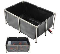 Bassin à Poissons Hors Sol-VEVOR-Capacité 480 L-Étang à Poissons en Toile PVC-avec Panneau Transparent-Noir