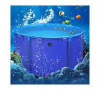 Bassin à Poissons Pliable d'intérieur, Piscine d'étang à Poissons en Toile PVC avec vanne de vidange, Cadre, for carpes koï et Tortues(2x0.8m)