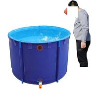 Bassin à Poissons Pliable d'intérieur, Toile Ronde au-Dessus du Sol for étang à Poissons, Cadre de revêtement en PVC, Poisson Rouge Koi Noir(Blue,2x0.8m)